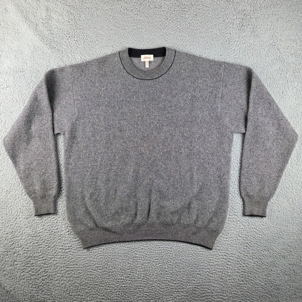 Brioni 100% Cashmere Crewneck Sweater 3XL Gray Made in Italy Soft